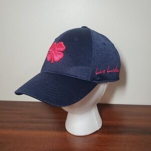 Navy Blue Black Clover Live Lucky Hat Logo Fitted‎ S/M Embroidered Red Pink